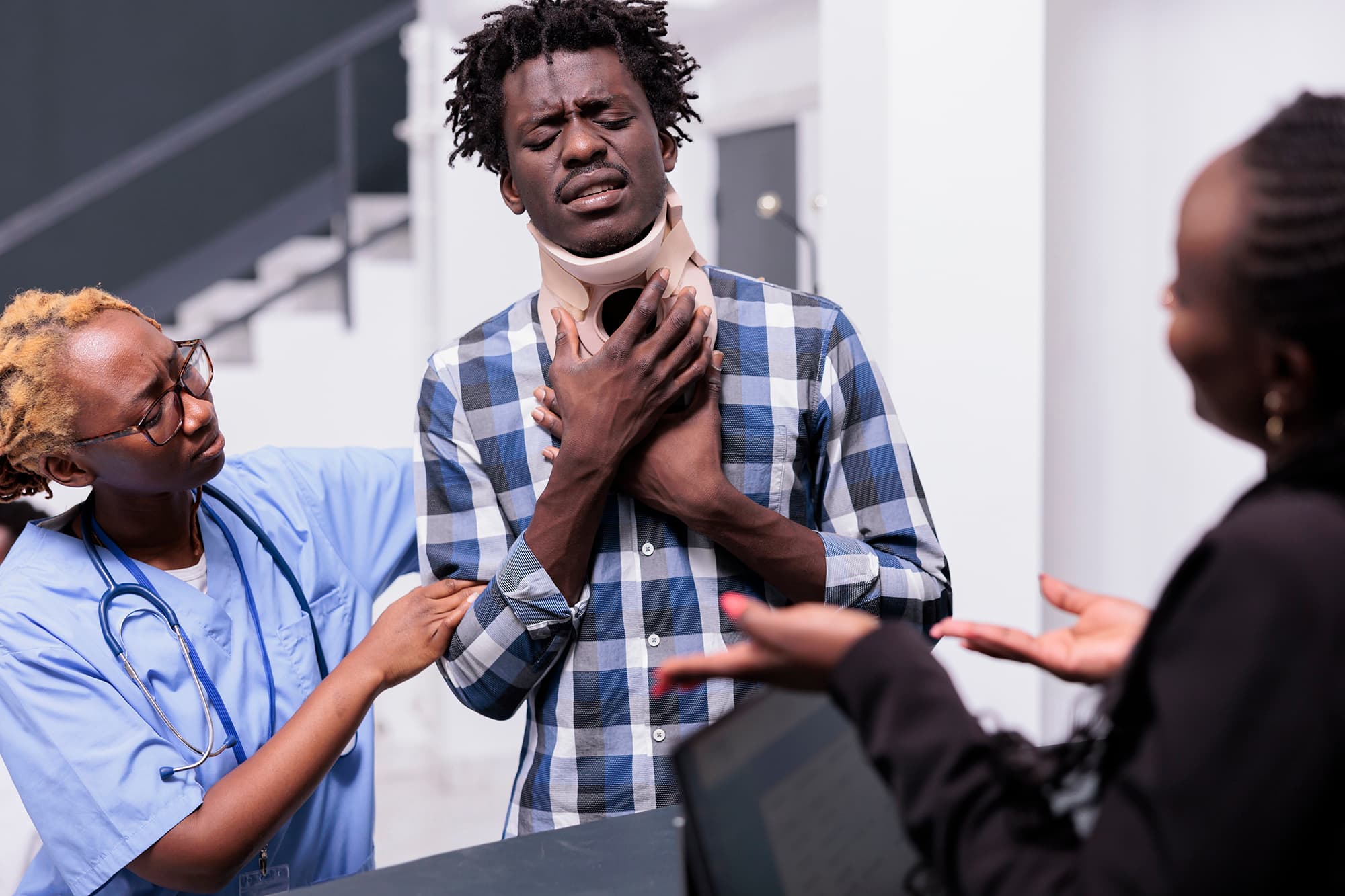 Physician evaluating a patient injury